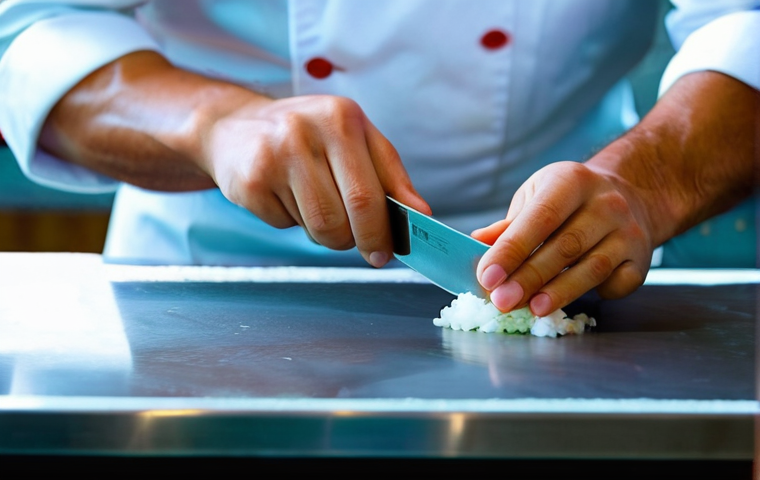 일식조리사 근무지 선택 팁 - **Prompt:** A skilled Japanese chef, either male or female, in a modern, pristine sushi kitchen. The...