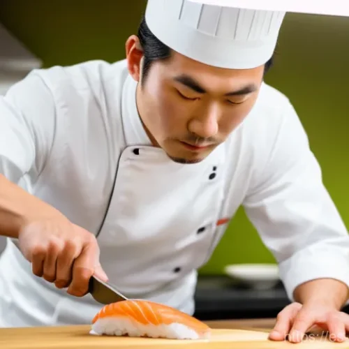 Home 17 일식조리사 연봉 협상 전략 - **Prompt: A highly skilled male sushi chef, approximately 35-40 years old, with a focused and serene...